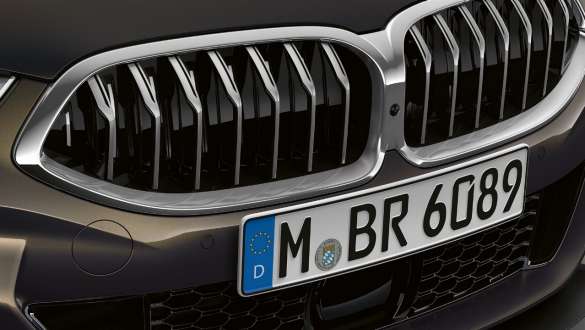 BMW M850i xDrive Dravit Grey metallic, anteriore, calandra a doppio rene Active Air Stream G14. BMW M850i xDrive Dravit Grey metallic, anteriore, calandra a doppio rene Active Air Stream G14.