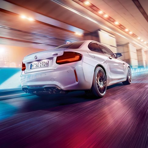 Design del posteriore della BMW M2 Competition F87 Design del posteriore della BMW M2 Competition F87 2018 Hockenheim Silver metallizzato, vista anteriore a tre quarti
