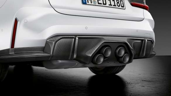 Diffusore posteriore M Performance in carbonio della BMW M3 Berlina G80 2020 BMW M3 Berlina G80 2020 Diffusore posteriore M Performance in carbonio Primo piano