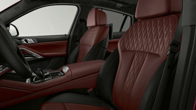 BMW X6 with BMW Individual, upholstery G06. BMW X6 Interior with BMW Individual with focus on upholstery G06.