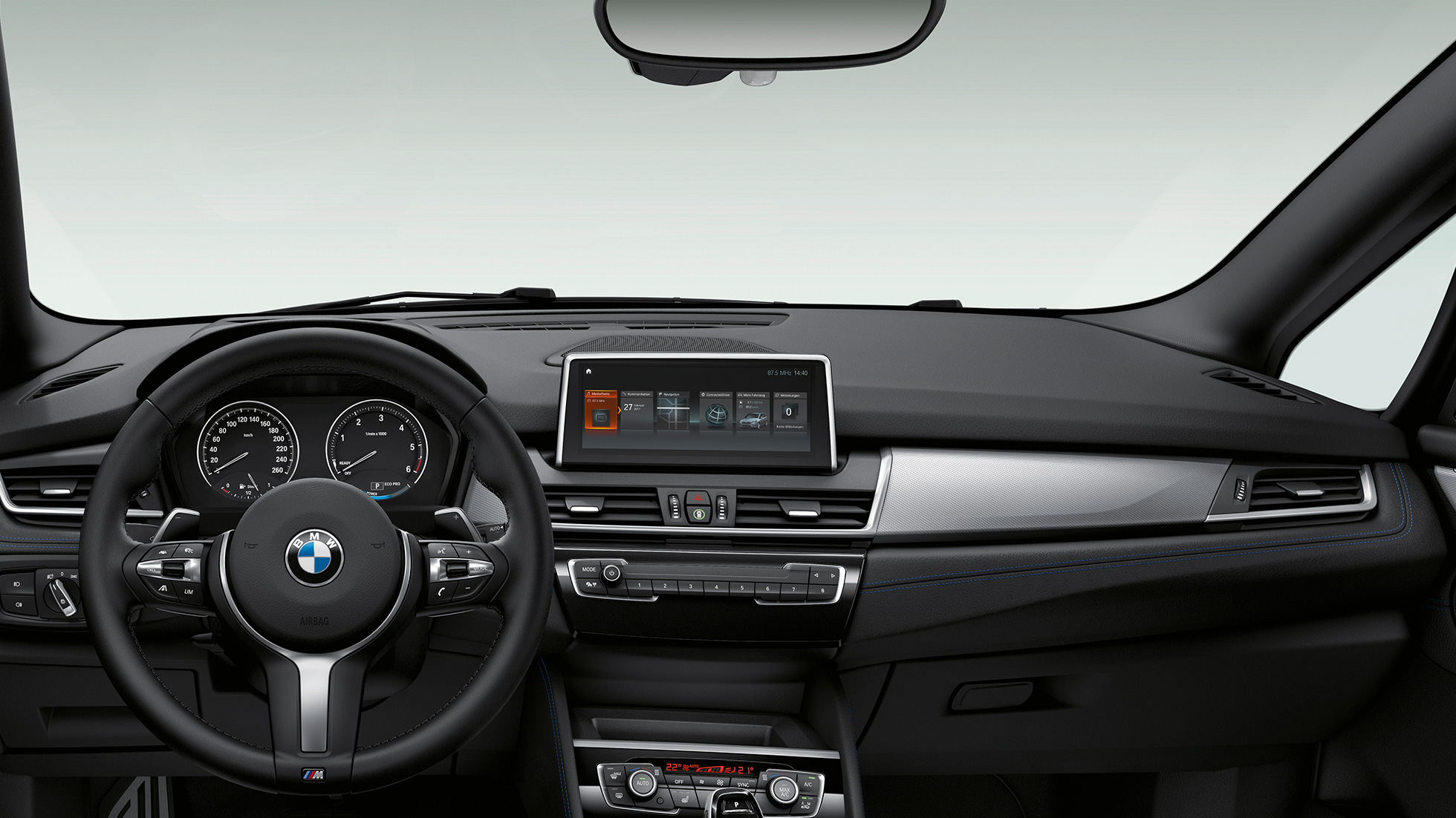 Cockpit della BMW Serie 2 Gran Tourer Versione M Sport F46 Cockpit BMW Serie 2 Gran Tourer 220d xDrive Versione M Sport F46 2018 abitacolo