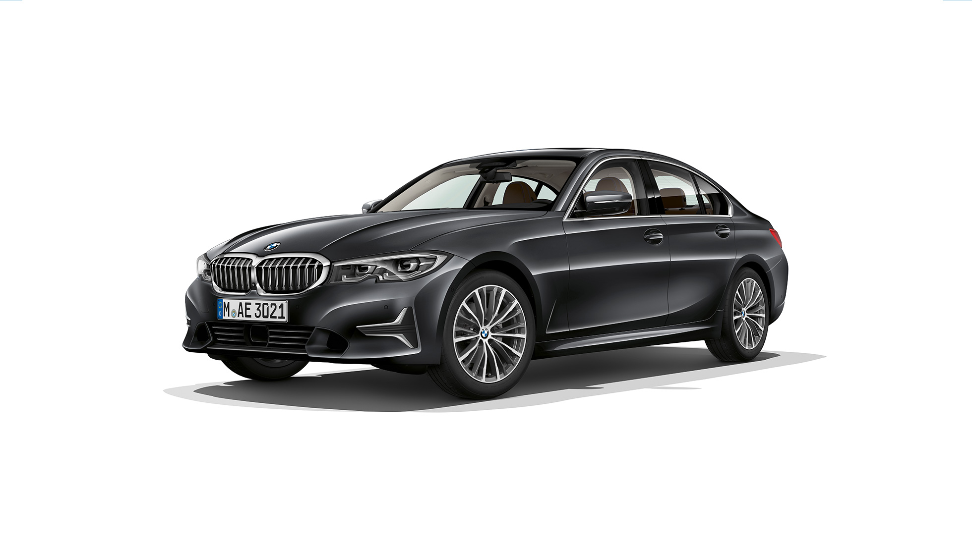 BMW Serie 3 Berlina, versione Luxury G20. Ripresa laterale da ferma della BMW Serie 3 Berlina nella versione Luxury G20.