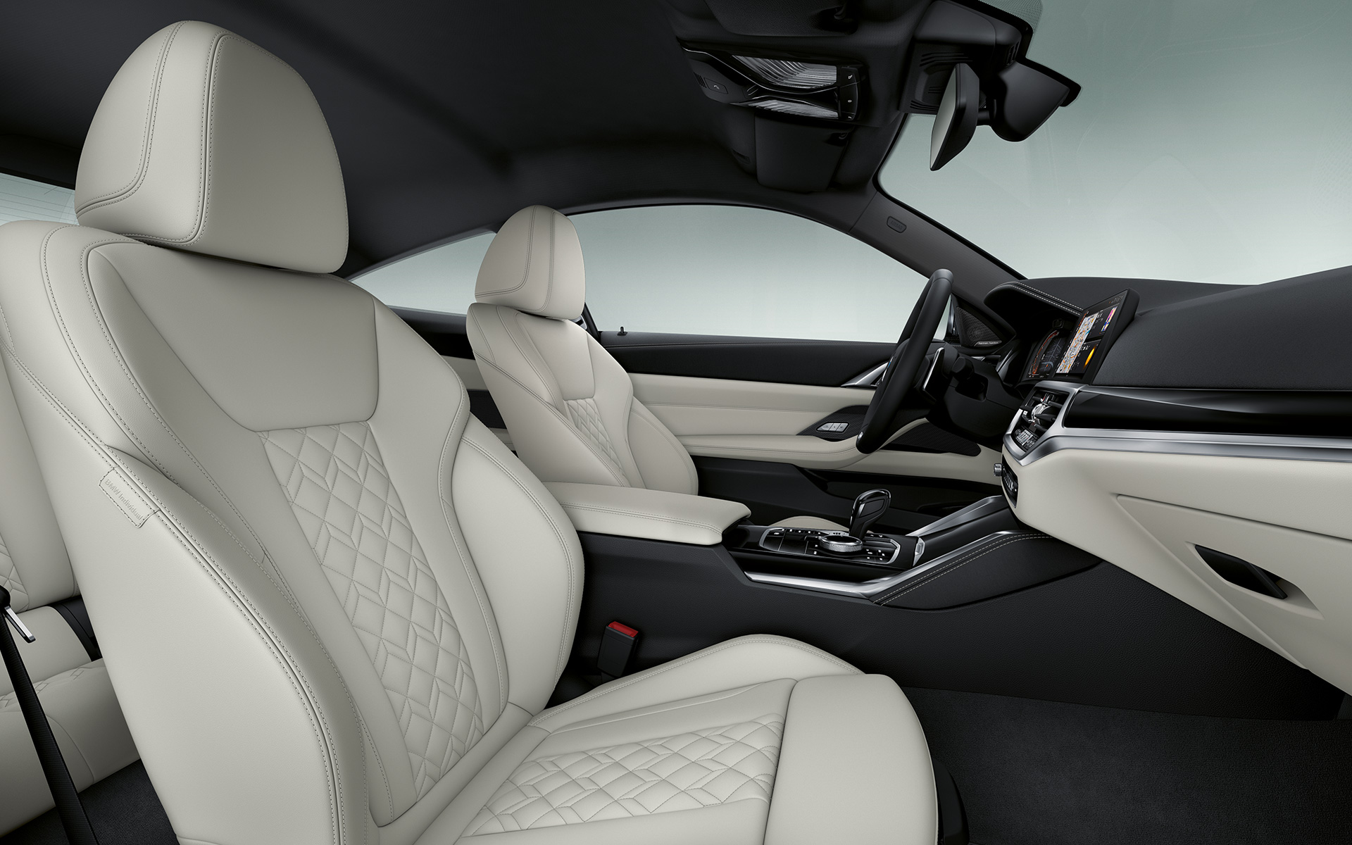 Rivestimenti interni in pelle BMW INDIVIDUAL Merino estesa Ivory White della BMW Serie 4 Coupé Individual G22 2020 Rivestimenti interni in pelle BMW INDIVIDUAL Merino estesa Ivory White della BMW Serie 4 Coupé Individual G22 2020