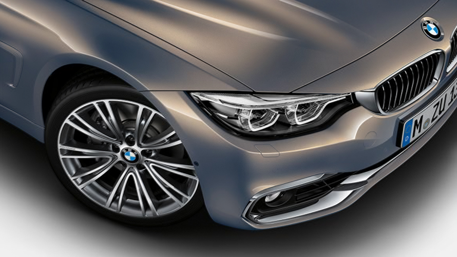 BMW Serie 4 Gran Coupé BMW Individual ripresa laterale a tre quarti vista aerea F36. BMW Serie 4 Gran Coupé BMW Individual ripresa laterale a tre quarti vista aerea F36.