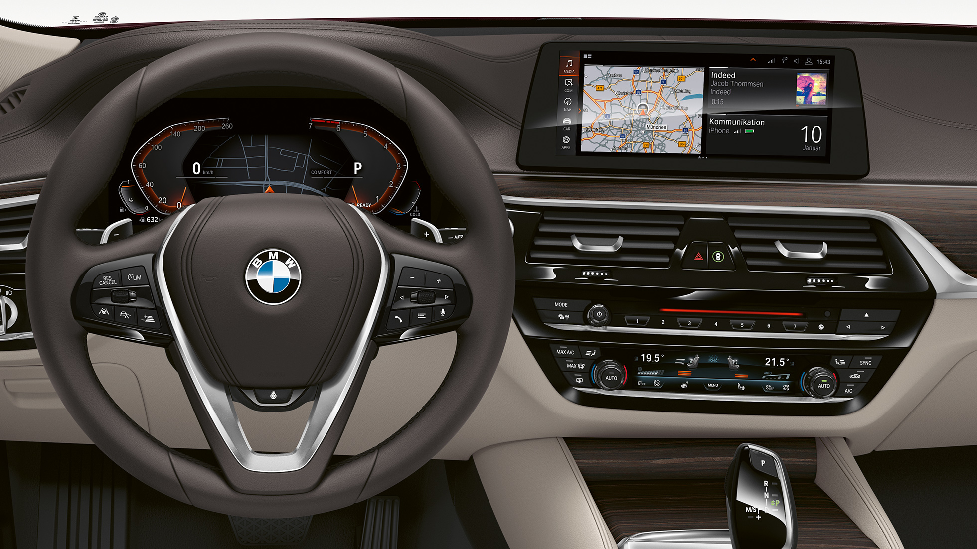BMW Serie 6 Gran Turismo G32 Versione Luxury Cockpit Volante sportivo in pelle della BMW Serie 6 Gran Turismo G32 2017 Versione Luxury Cockpit