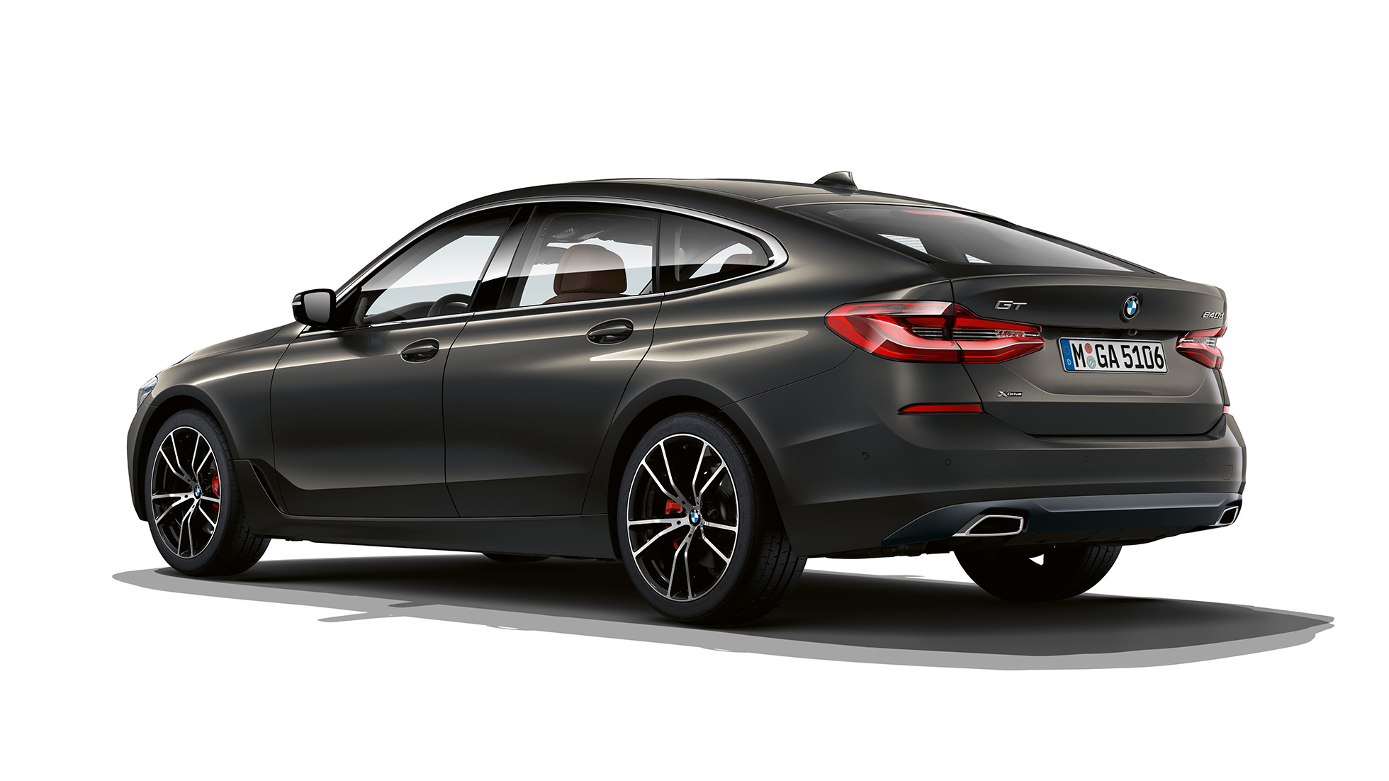 Posteriore della BMW Serie 6 Gran Turismo Versione Luxury G32 2020 BMW Serie 6 Gran Turismo G32 640d xDrive 2020 Versione Luxury Dravit Grey, vista posteriore a tre quarti