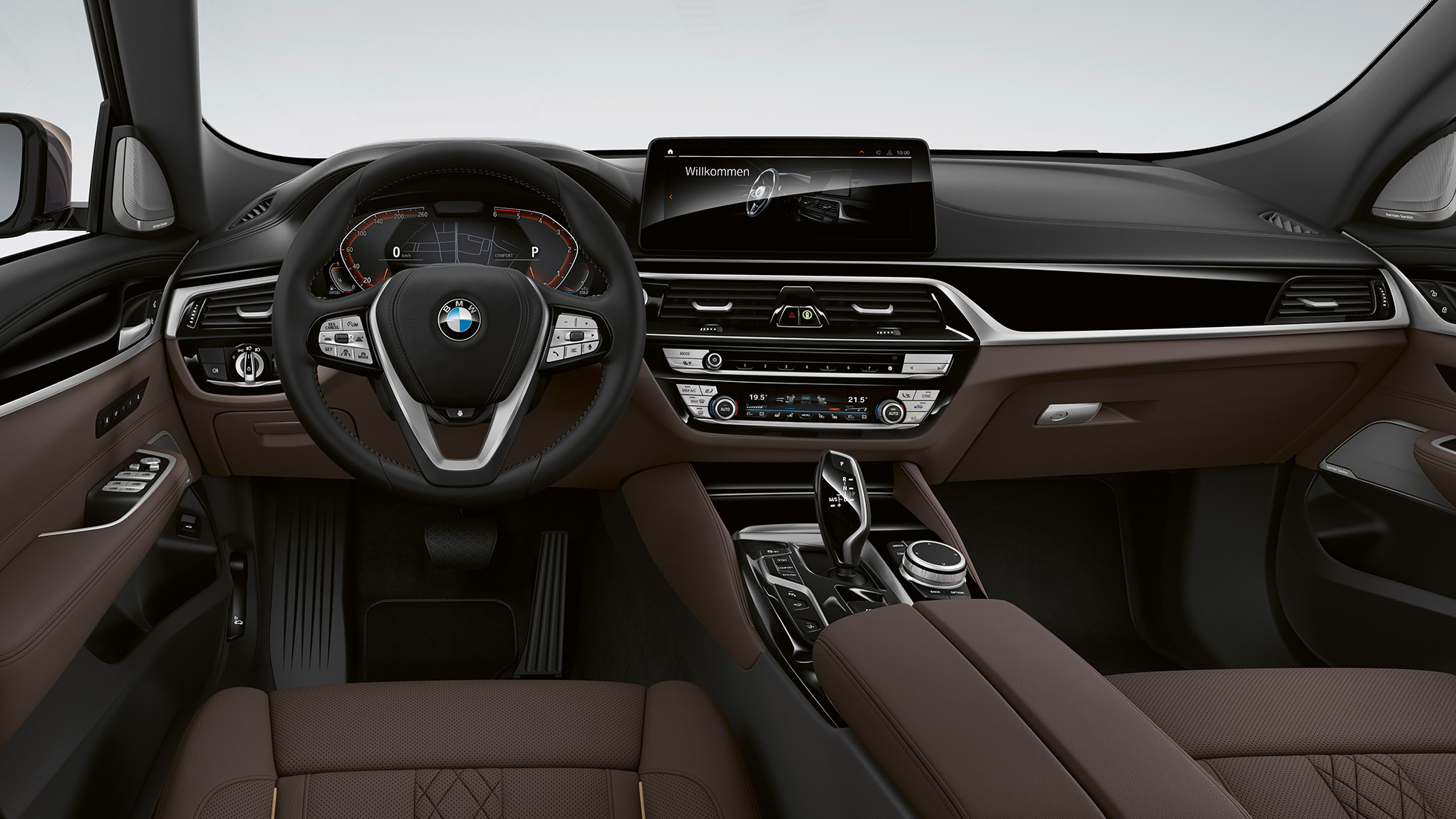 Cockpit della BMW Serie 6 Gran Turismo Versione Luxury G32 2020 BMW Serie 6 Gran Turismo G32 640d xDrive 2020 Versione Luxury in pelle Exclusive Nappa Mocha, interni