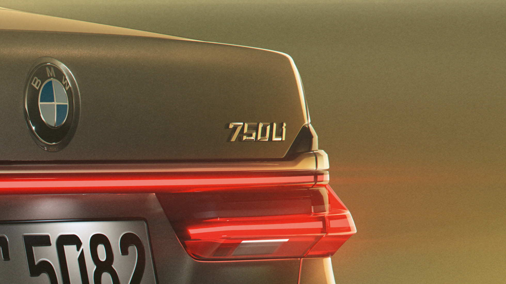 Nuova BMW Serie 7 Berlina badge 750Li G11 Nuova BMW Serie 7 Berlina: Primo piano del badge 750Li badge posteriore G11