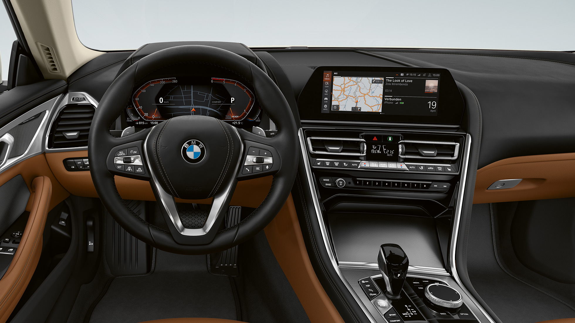 Modanature interne in alluminio “Mesheffect” scuro G15. BMW Serie 8 Coupé, cockpit, modanature interne in alluminio “Mesheffect” scuro G15.