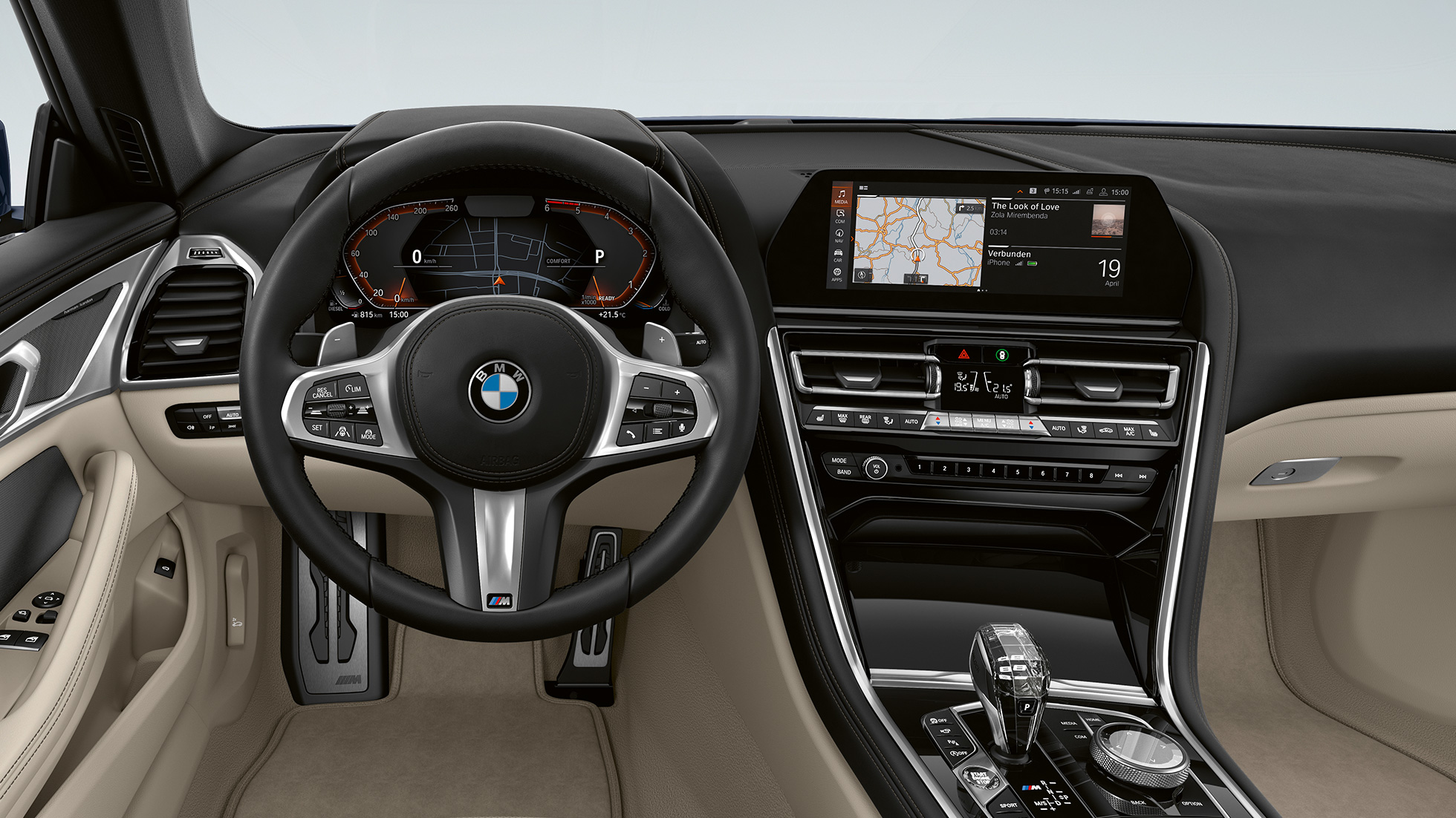 Volante in pelle M con comandi multifunzione G15 BMW Serie 8 Coupé, cockpit, volante in pelle M con comandi multifunzione G15.
