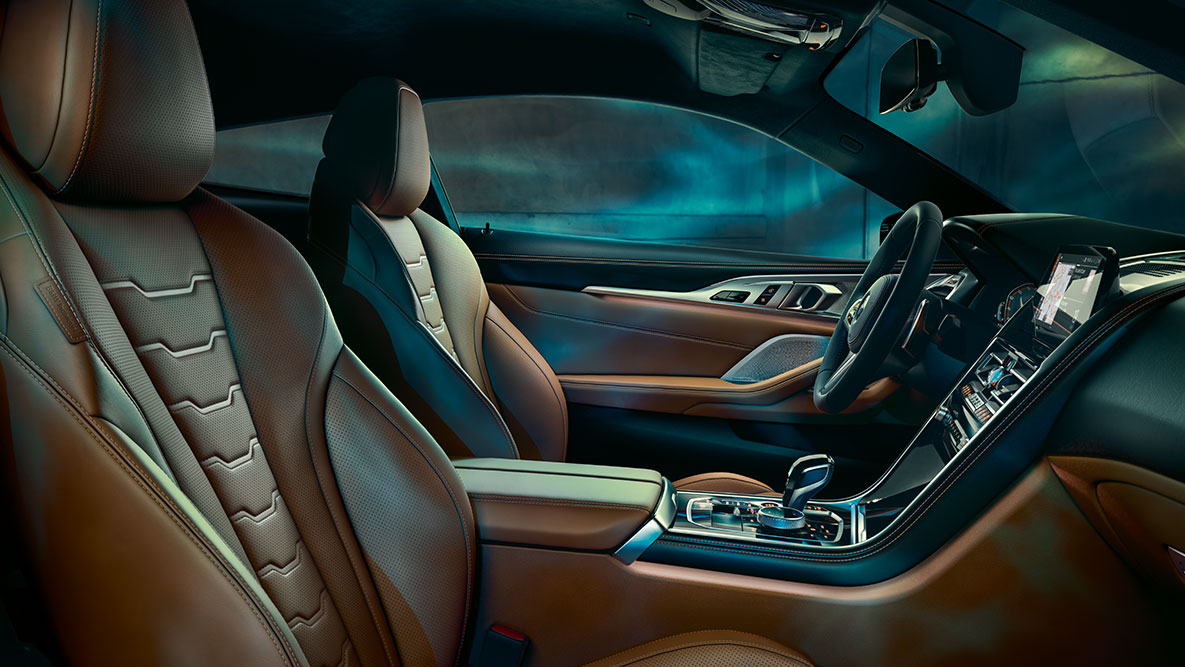 Interni della BMW Serie 8 Coupé. Interni della BMW Serie 8 Coupé con allestimento BMW Individual.