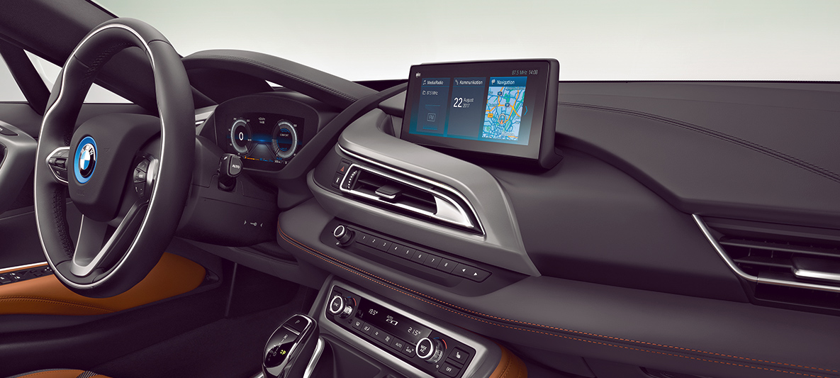 Abitacolo della BMW i8 Coupé I12 Abitacolo della BMW i8 Coupé I12