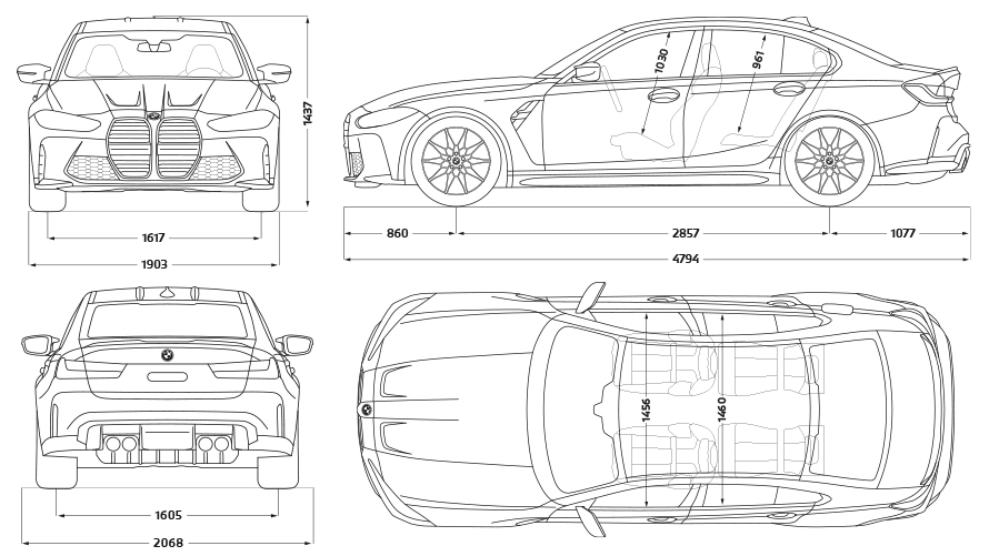 BMW M3 Berlina G80 2020 Vista laterale con prospettiva dal basso BMW M3 Berlina G80 2020 Isle of Man Green metallizzato Vista laterale con prospettiva dal basso