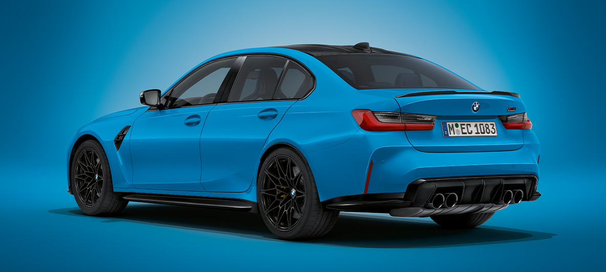Aventurine Red BMW Individual BMW M3 Berlina G80 2020 BMW M3 Berlina BMW Individual Aventurine Red G80 2020 Vista anteriore a tre quarti ferma
