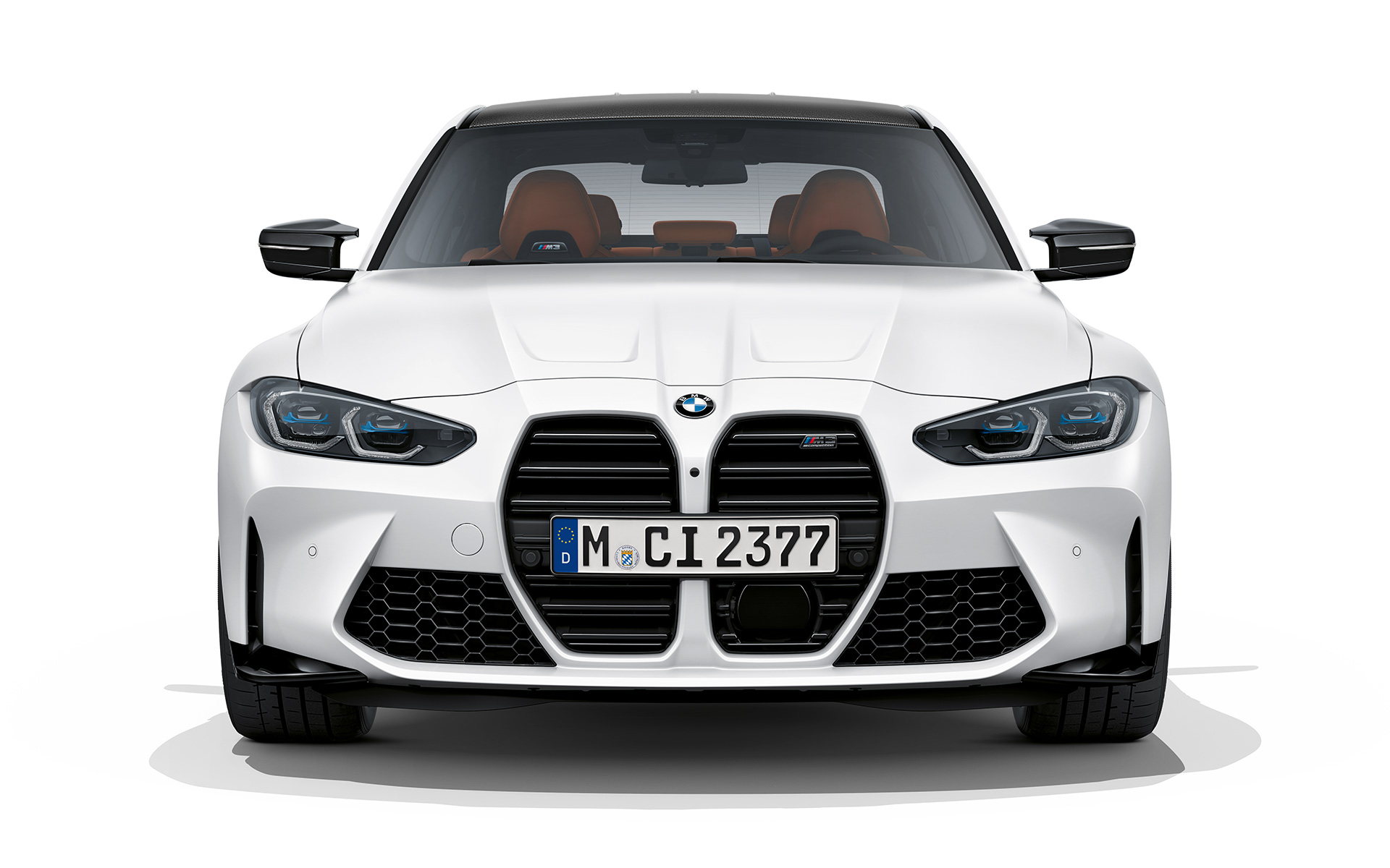BMW M3 Competition G80 2020 Frozen Brilliant White metallizzato Vista anteriore