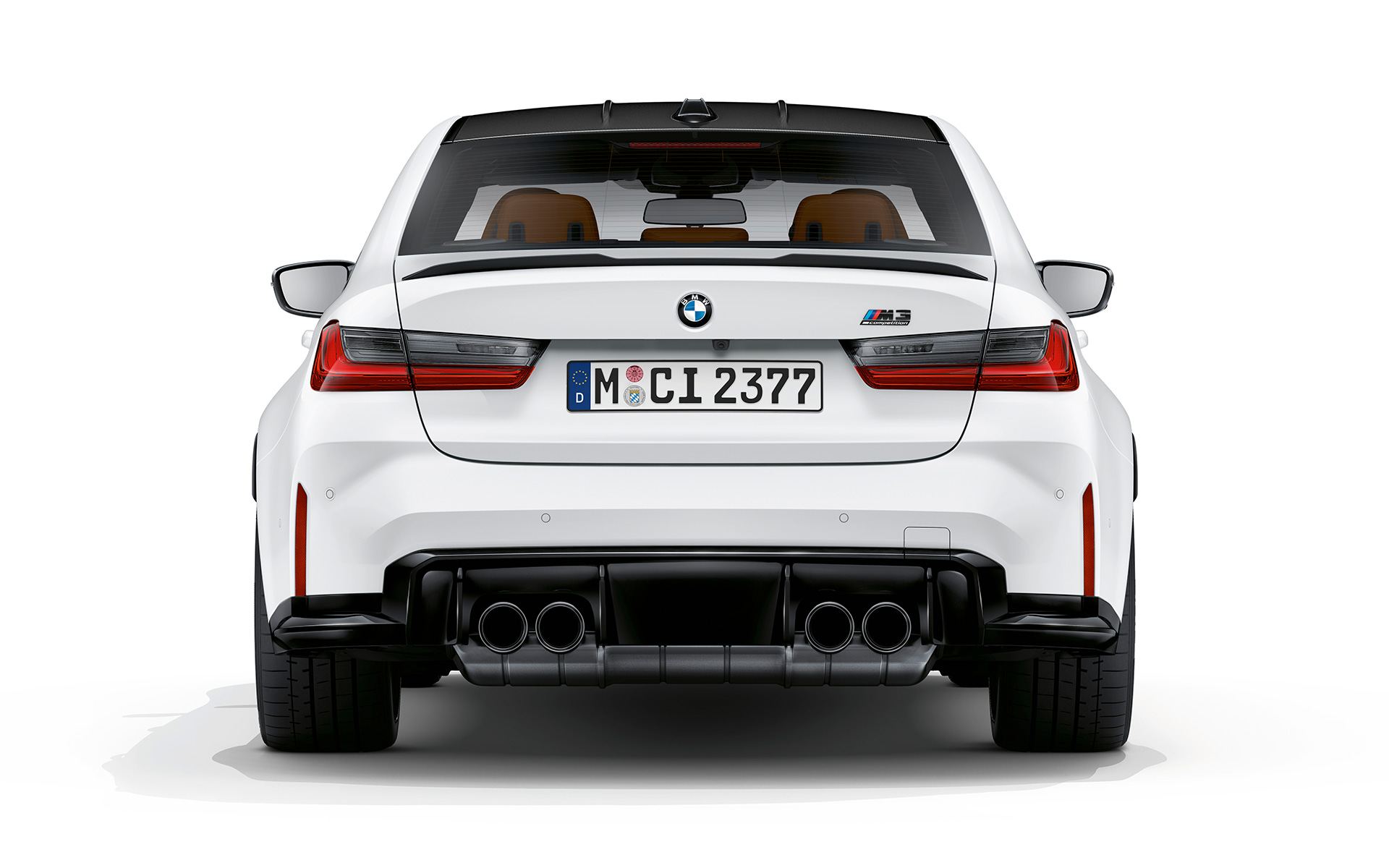 BMW M3 Competition G80 2020 Frozen Brilliant White metallizzato Vista posteriore