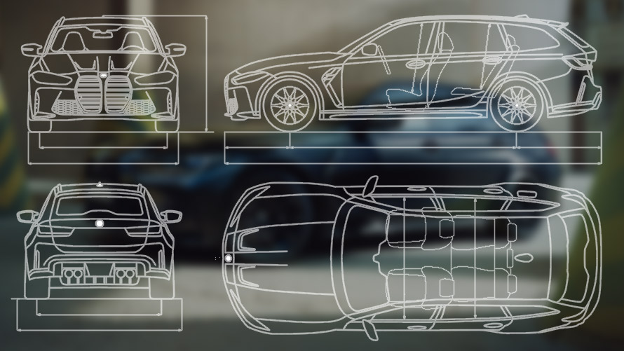 Disegno quotato della BMW M3 Competition Touring G81 Disegno quotato della BMW M3 Competition Touring G81