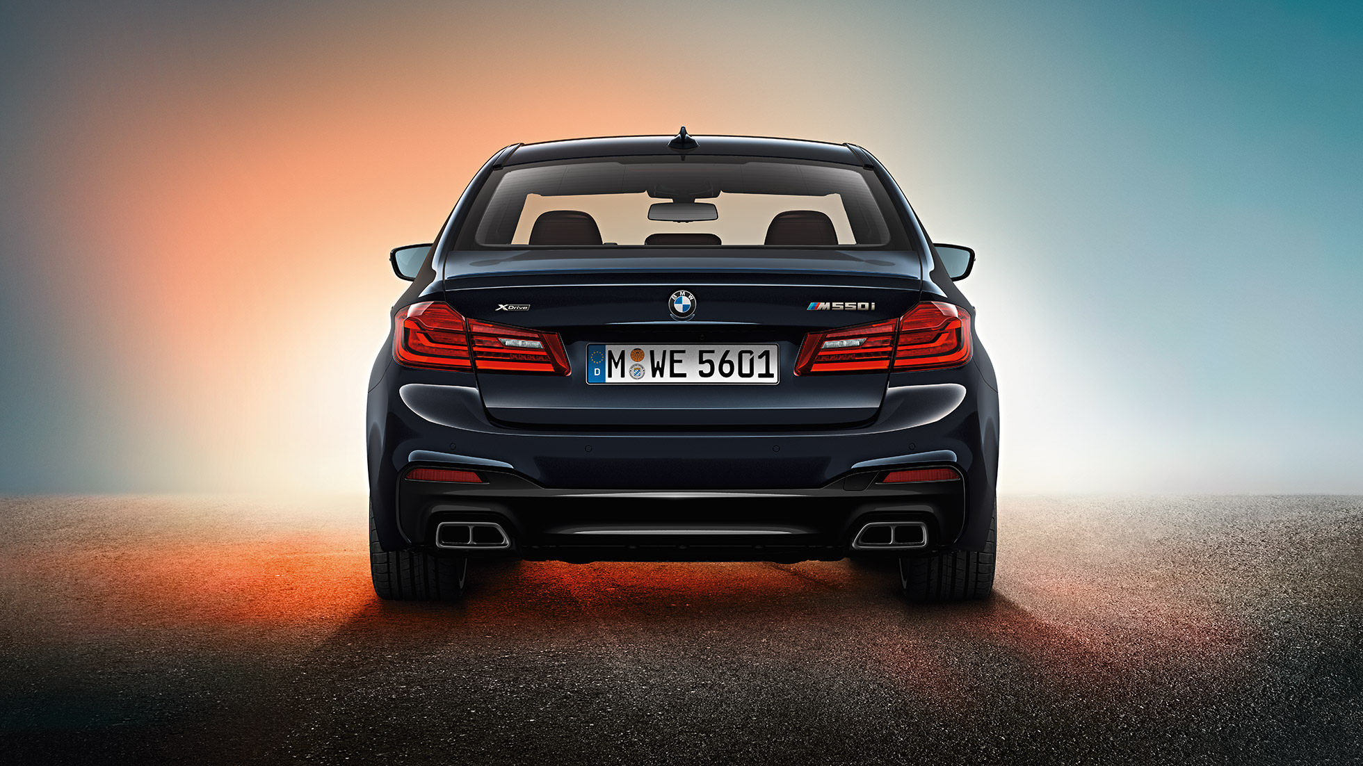 Design del posteriore. Design della BMW M550i e della BMW M550d, vista posteriore.