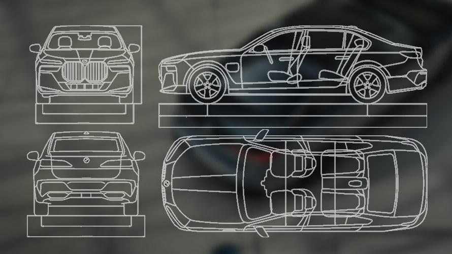 Disegno quotato della BMW M760e xDrive Berlina G70 Disegno quotato della BMW M760e xDrive Berlina G70