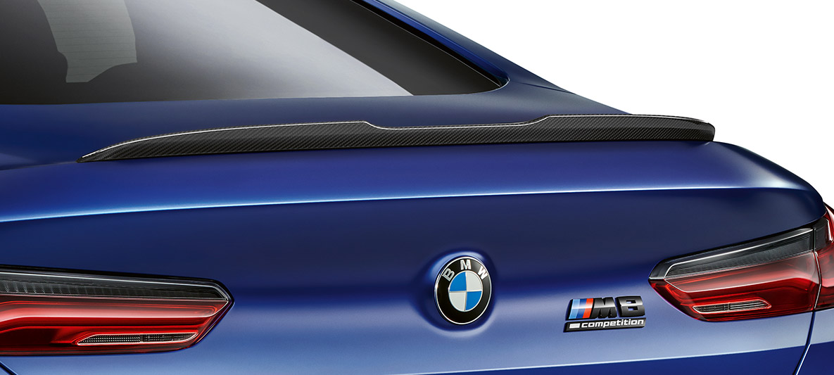 Spoiler posteriore in carbonio F92. BMW M8 Competition Coupé, spoiler posteriore del pacchetto esterni M in carbonio F92.