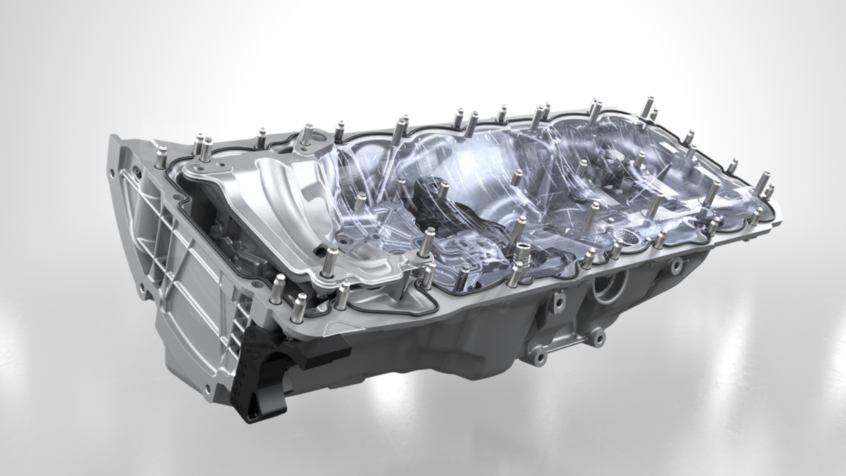 Motore benzina M high performance TwinPower Turbo a 6 cilindri, mandata olio. BMW X3 M Competition e BMW X3 M, motore benzina a 6 cilindri M TwinPower Turbo high performance, mandata olio.