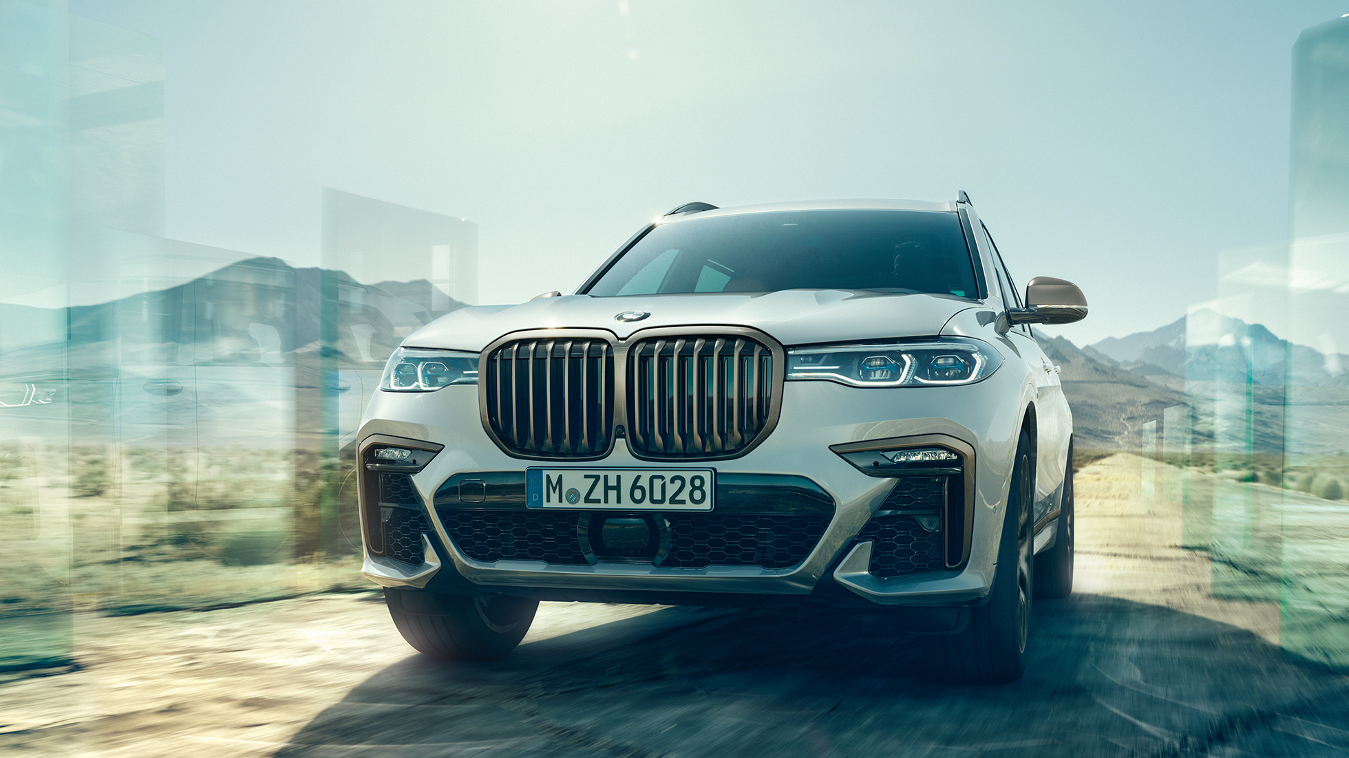 BMW X7 M50d, vista anteriore BMW X7 M50d in Mineral White, vista anteriore,G07, 2019