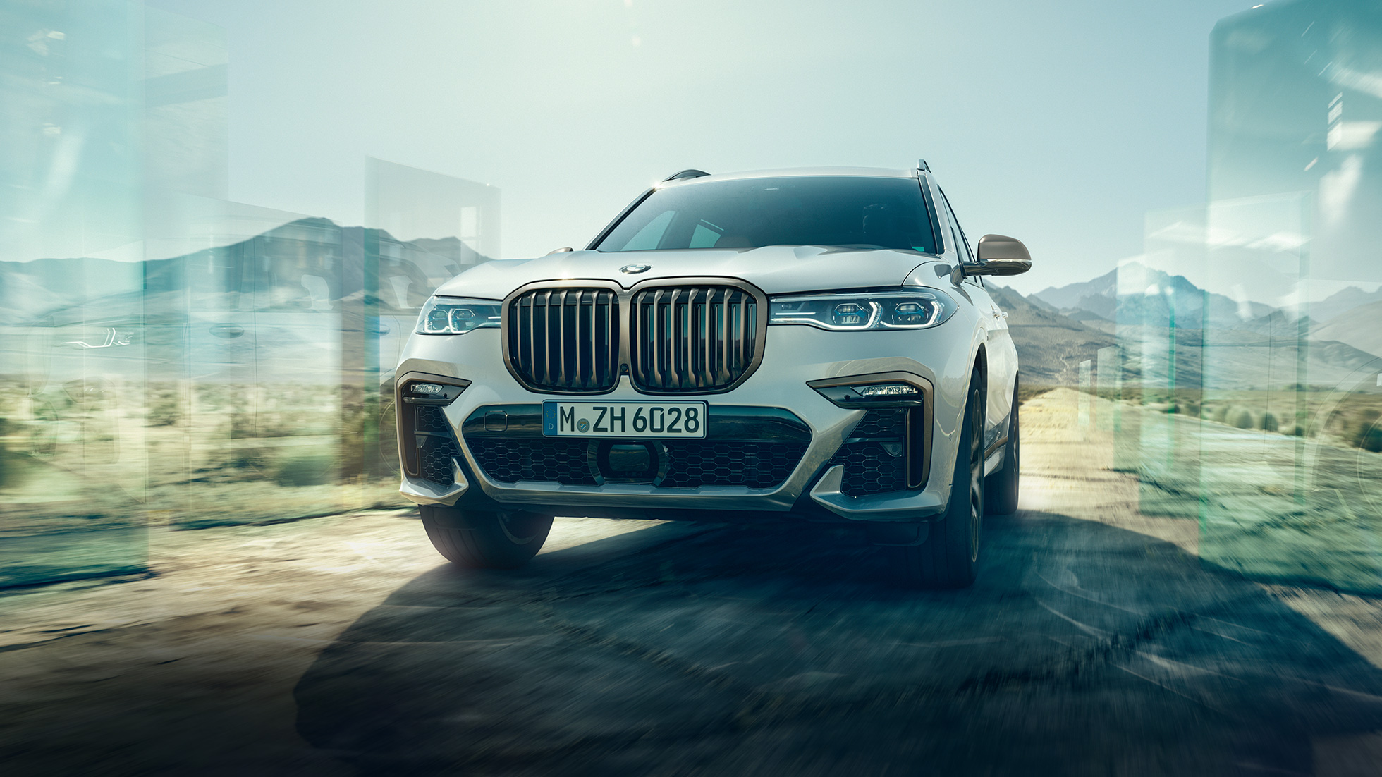 BMW X7 M50d, vista anteriore BMW X7 M50d in Mineral White, vista anteriore, G07, 2019