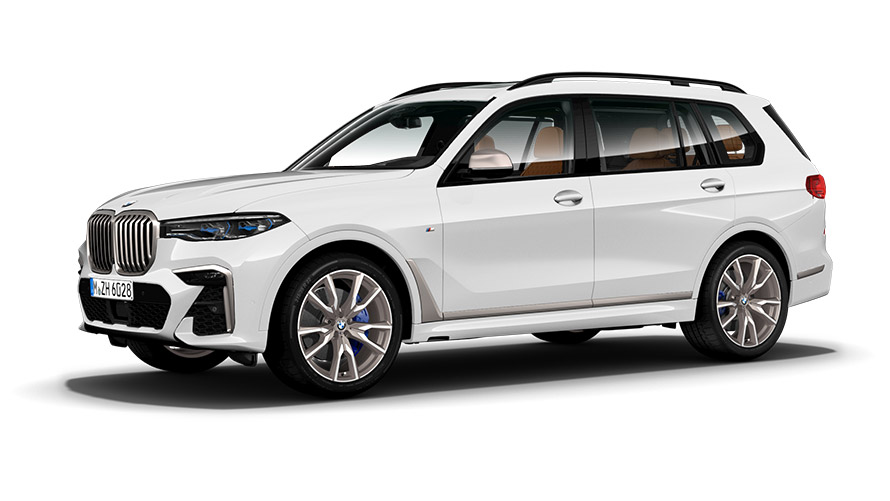 Versioni BMW X BMW X7 Automobile M G07 MP vista laterale a tre quarti Versioni BMW X BMW X7 Automobile M G07 MP vista laterale a tre quarti