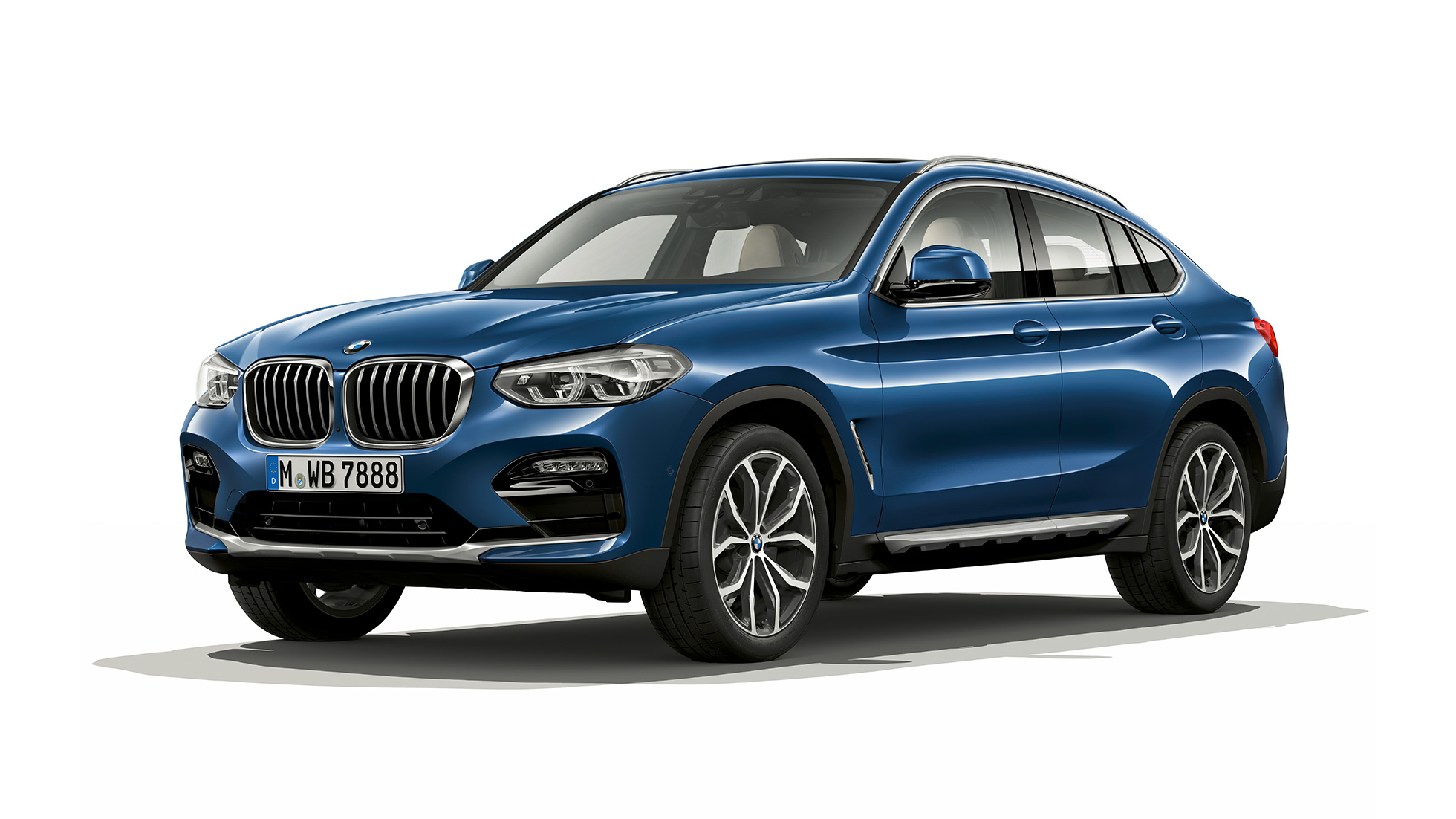 Vista anteriore a tre quarti BMW X4 Versione xLine G02 BMW X4 xDrive20d Versione xLine G02 2018 Phytonic Blue Vista anteriore a tre quarti
