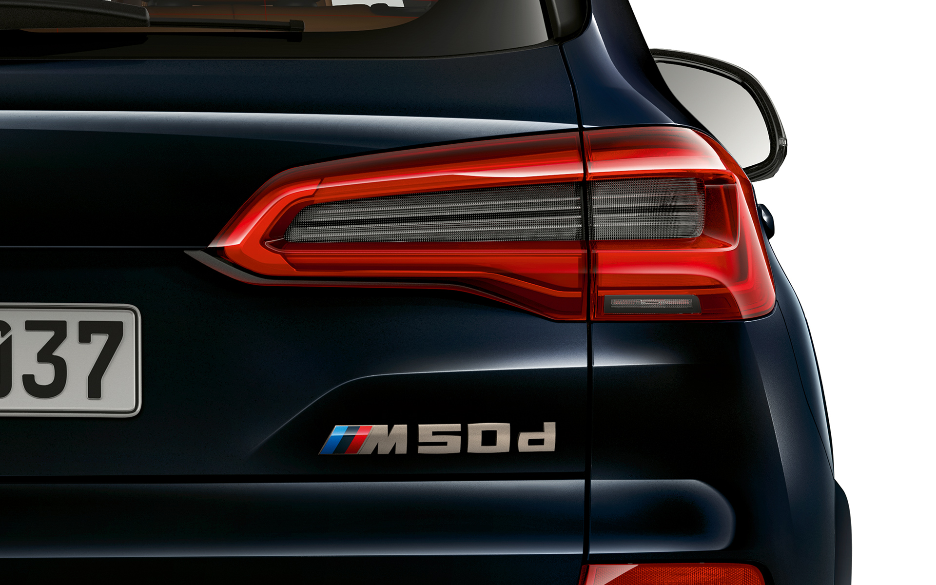 Badge posteriore della BMW X5 M50d Immagine dettagliata della designazione del modello per la BMW X5 M50d