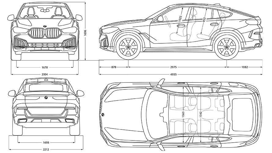 Schizzo BMW X6 dimensioni Schizzo BMW X6 dimensioni