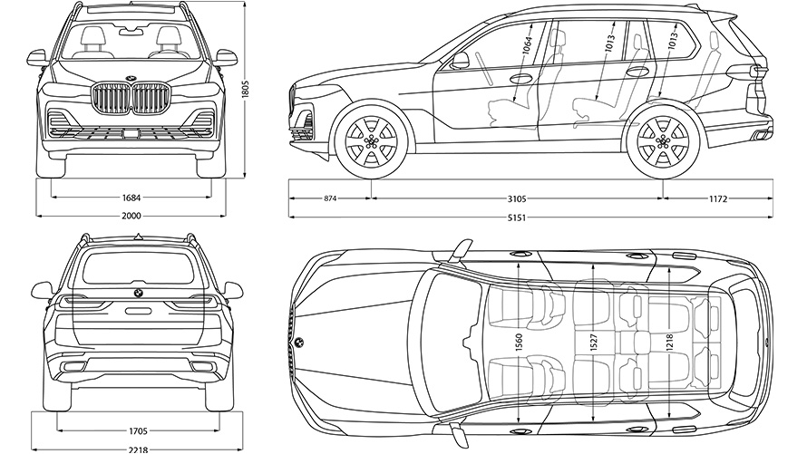Schizzo BMW X7 dimensioni Schizzo BMW X7 dimensioni