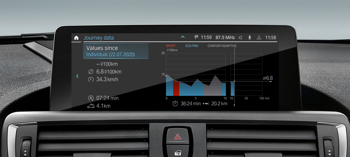 Analisi dei dati di viaggio nel BMW Control Display BMW EfficientDynamics Analisi dei dati di viaggio nel BMW Control Display