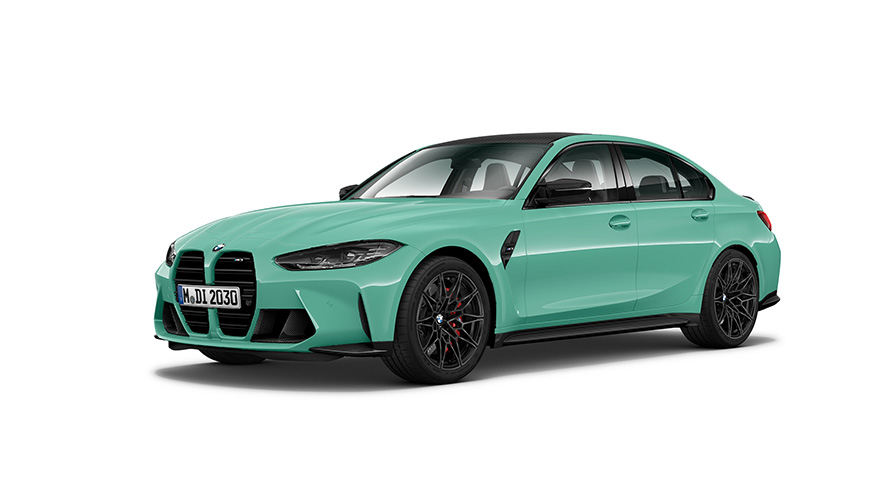 BMW M3 Competition Berlina G80 2021 Vista laterale a tre quarti BMW M3 Competition Berlina G80 2021 Vista laterale a tre quarti
