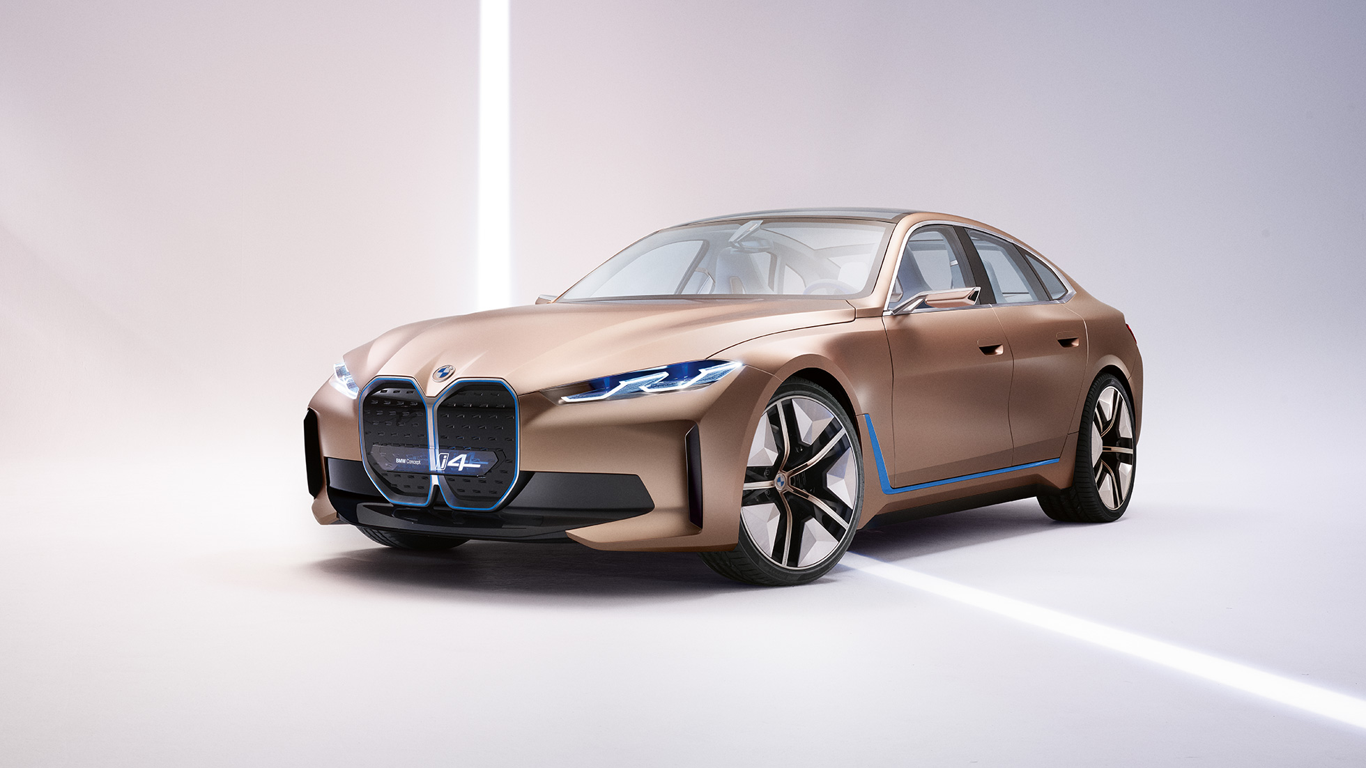 Esterni 4 della BMW Concept i4 2020 G26 Esterni 4 della BMW Concept i4 2020 G26 auto elettrica, BMW Gran Coupé completamente elettrica vista laterale