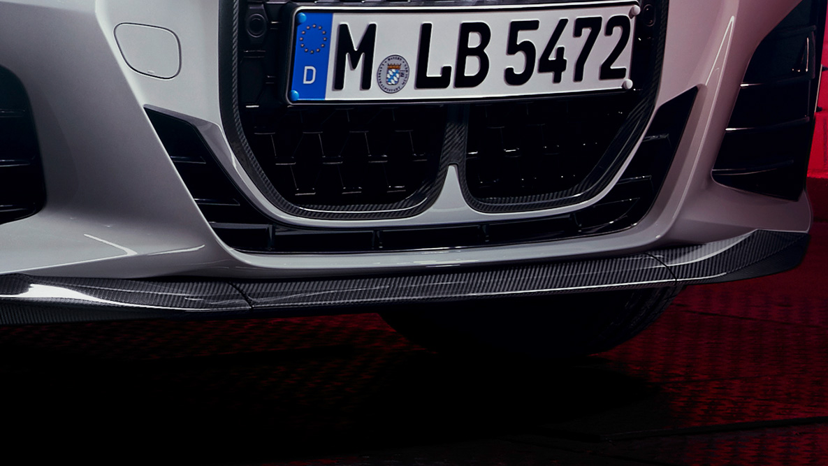 Splitter frontale in BMW M Performance in carbonio della BMW Serie 4 Coupé G22 Splitter frontale BMW M Performance della BMW Serie 4 Coupé G22 primo piano