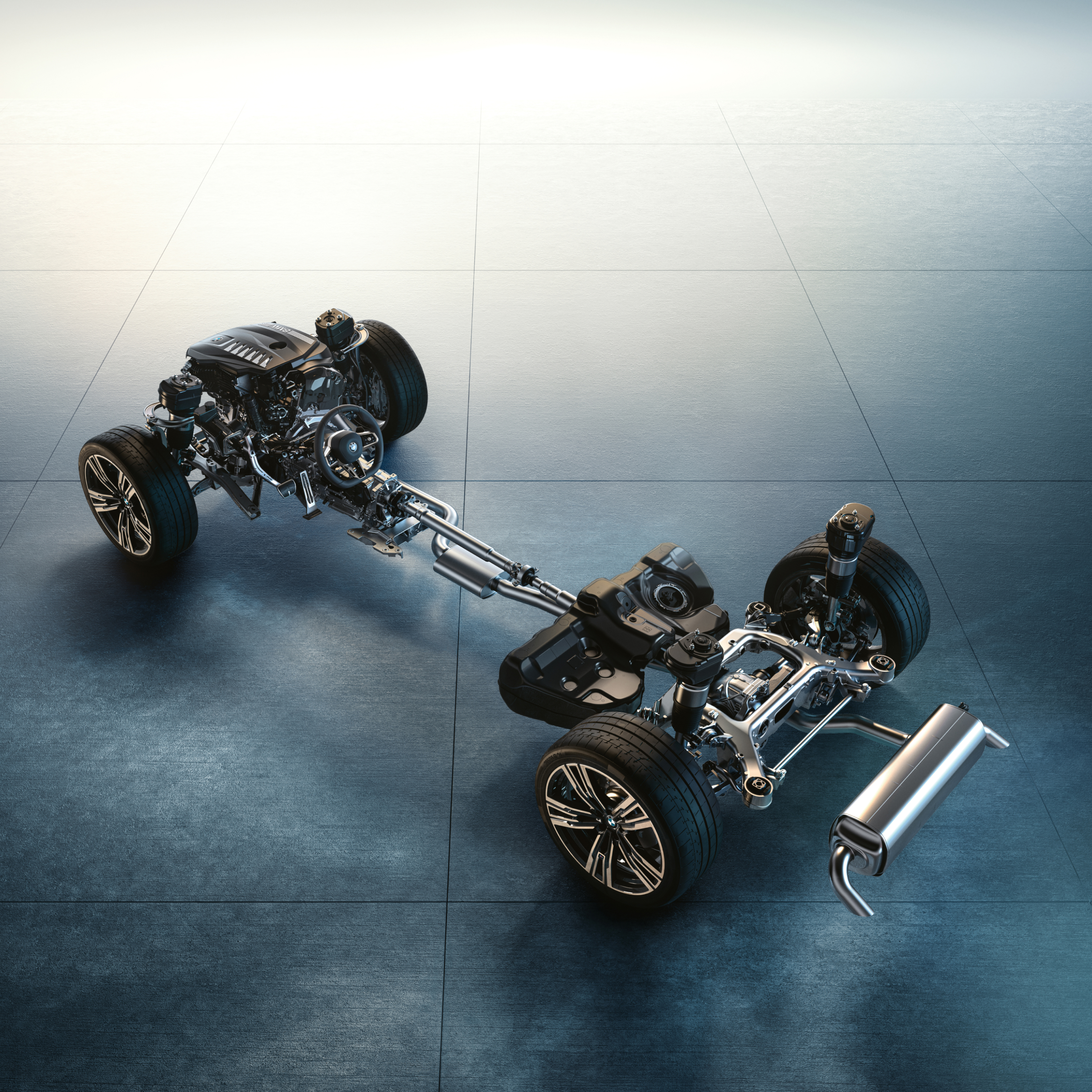 Lo chassis di una BMW in dettaglio 